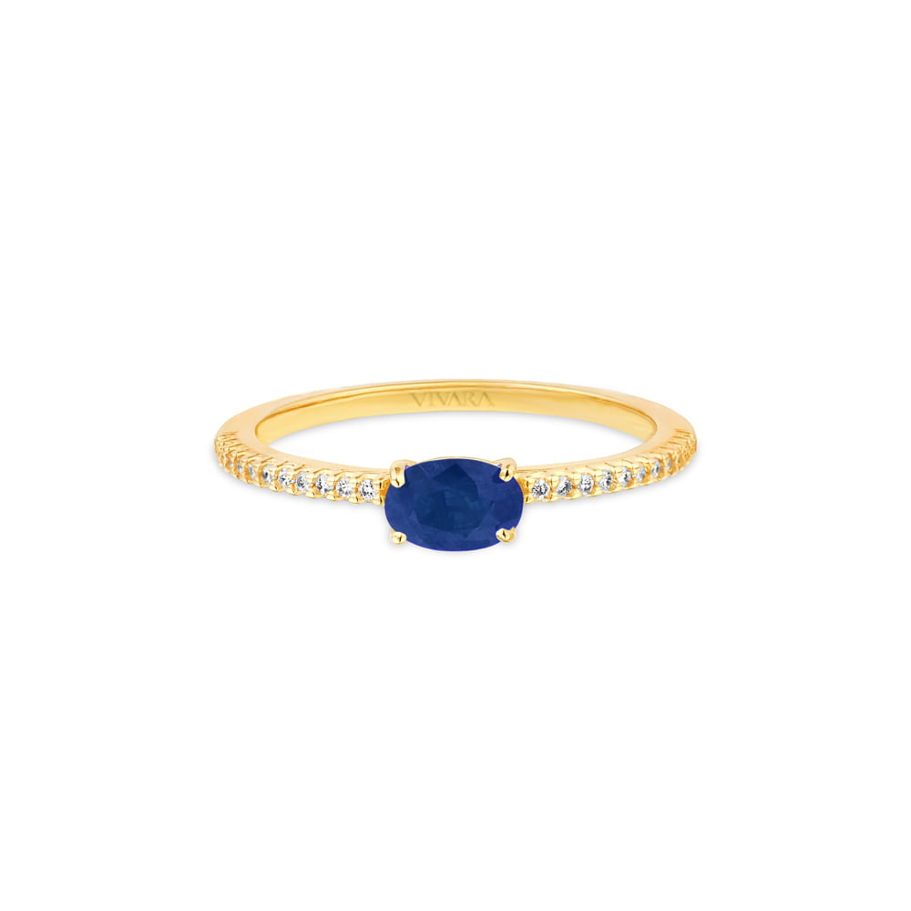 Anel Cores em Ouro Amarelo 18k com Safira Azul e Diamantes