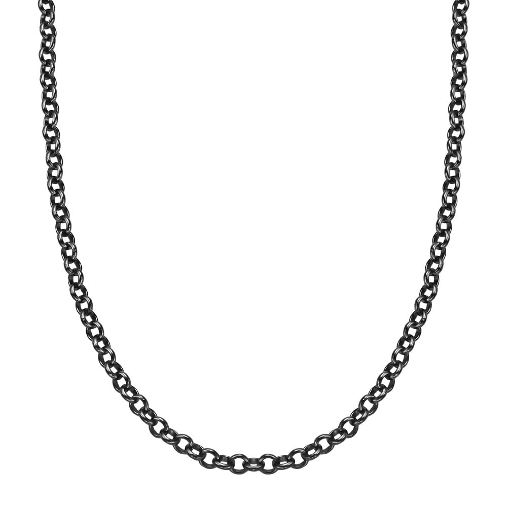 Corrente Elos Portugueses em Prata 925 com Ródio Negro, 40cm