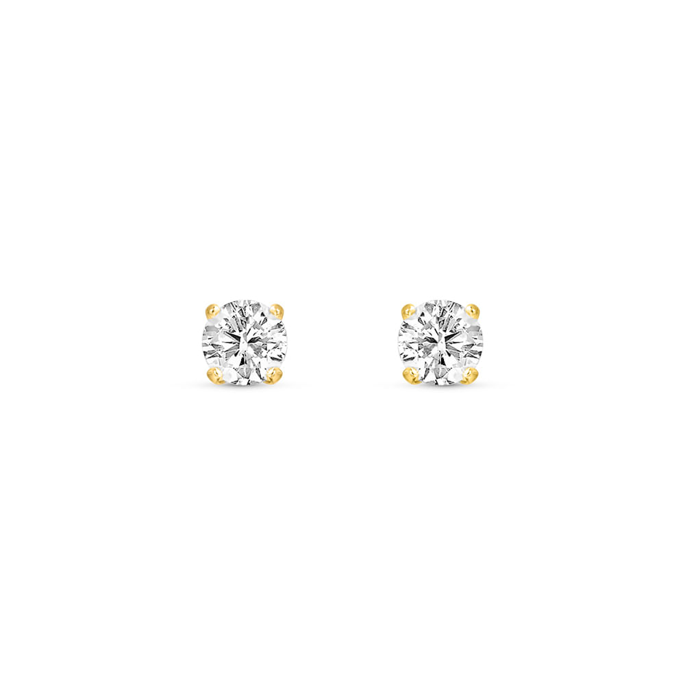 Brinco Solitário em Ouro Amarelo 18k com Diamantes 0,64 ct