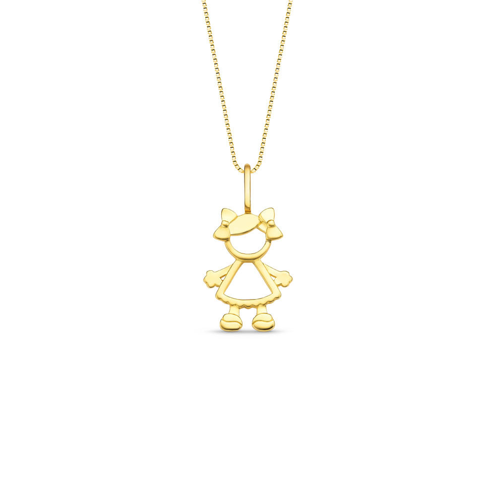 Pingente Menina em Ouro Amarelo 18k