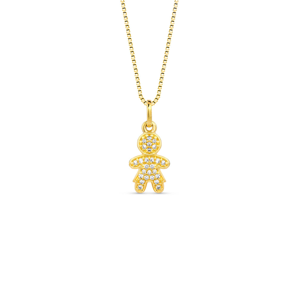 Pingente Menina em Ouro Amarelo 18k com Diamantes