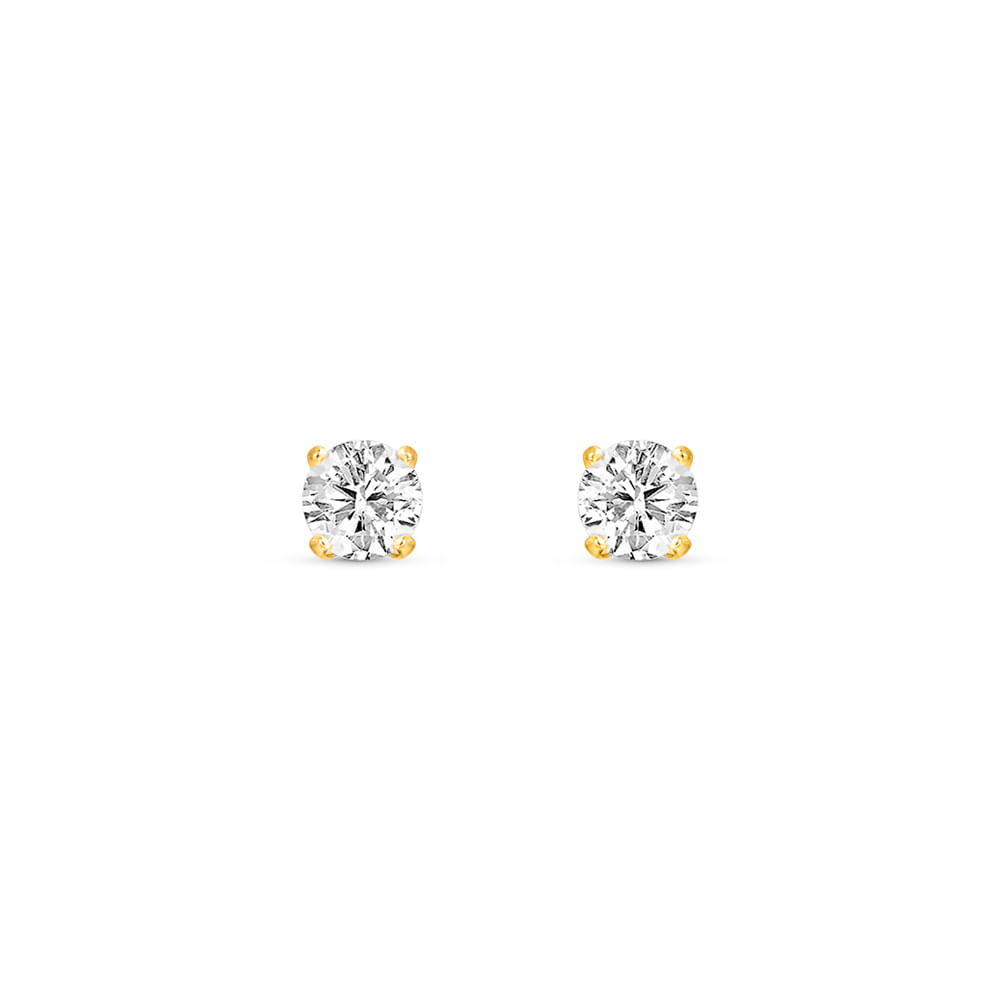 Brinco Solitário em Ouro Amarelo 18k com Diamantes 0,50 ct