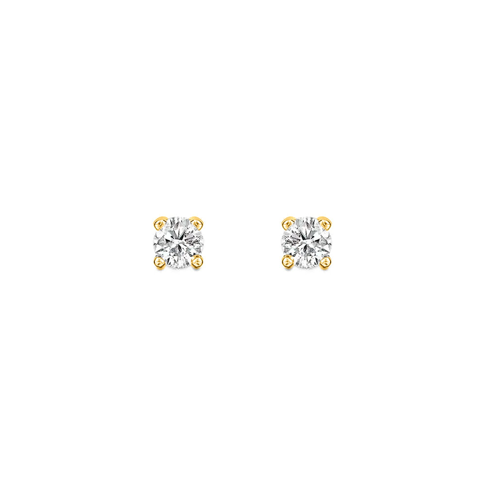 Brinco Solitário em Ouro Amarelo 18k com Diamantes 0,28 ct