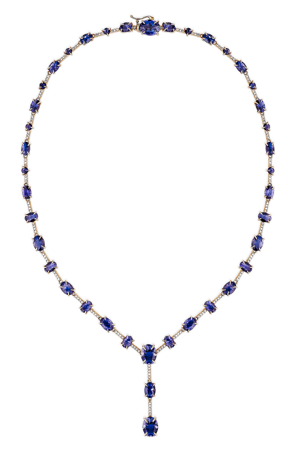 Colar Essenza em Ouro Champanhe 18k com Iolitas e Diamantes, 40cm