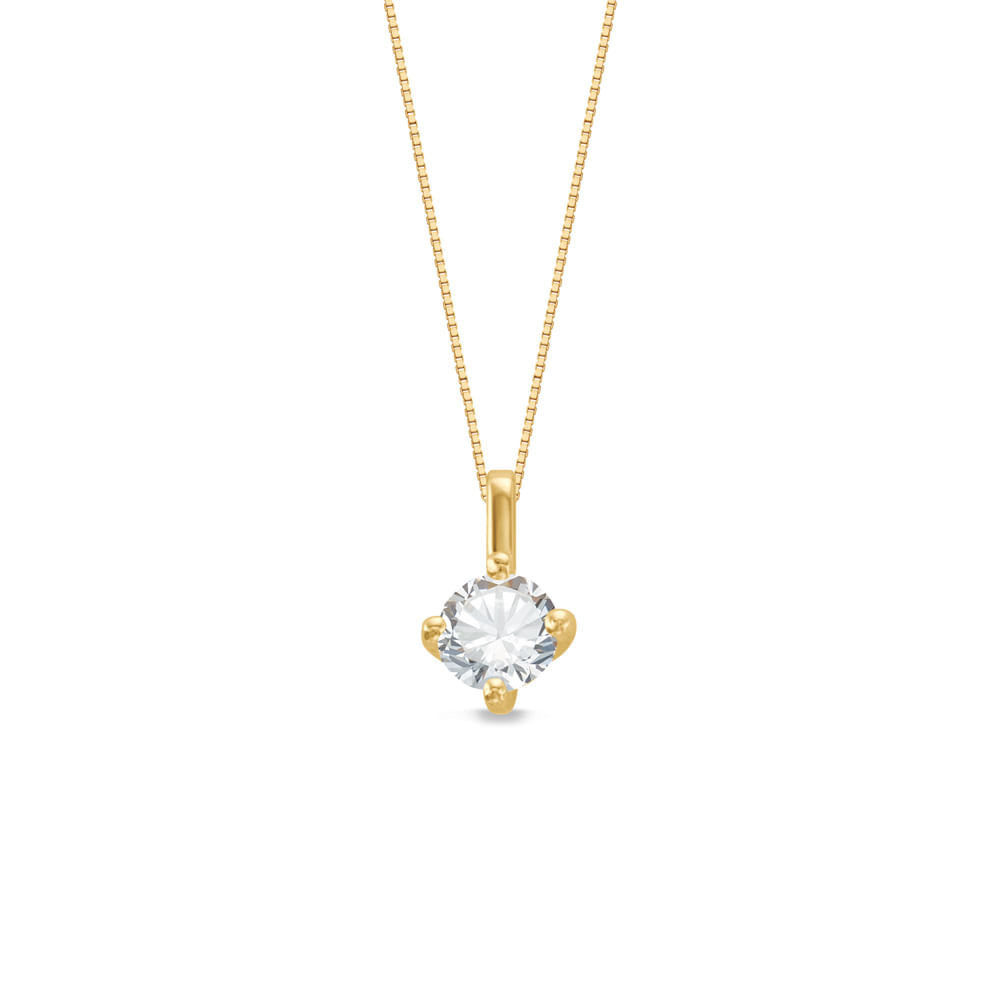 Pingente Solitário em Ouro Amarelo 18k com Diamante 0,30 ct, 9.5mm