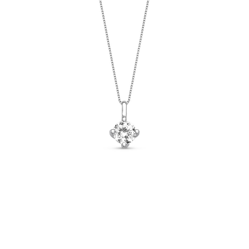 Pingente Solitário em Ouro Branco 18k com Diamante 0,40 ct, 10mm