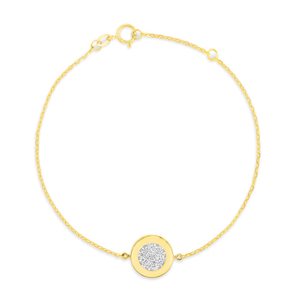 Pulseira V Love em Ouro Amarelo 18k com Diamantes