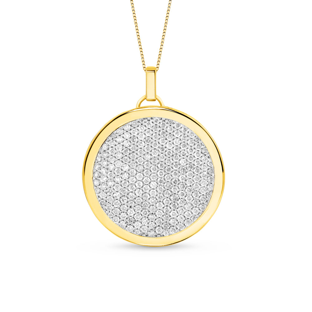 Pingente V Love em Ouro Amarelo 18k com Diamantes, 33mm