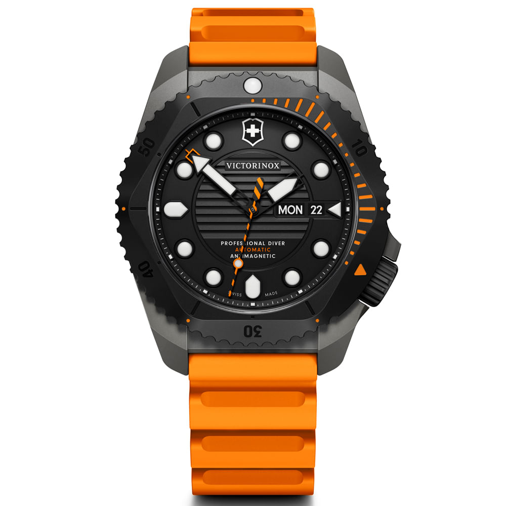 Relógio Victorinox Inox Dive Pro Masculino Borracha Laranja 241996