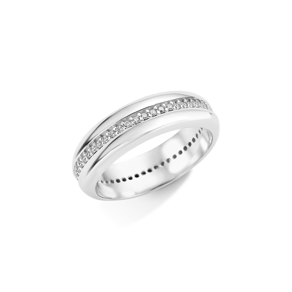 Aliança Life Passion em Prata 925 com Pedras Incolores, 6mm