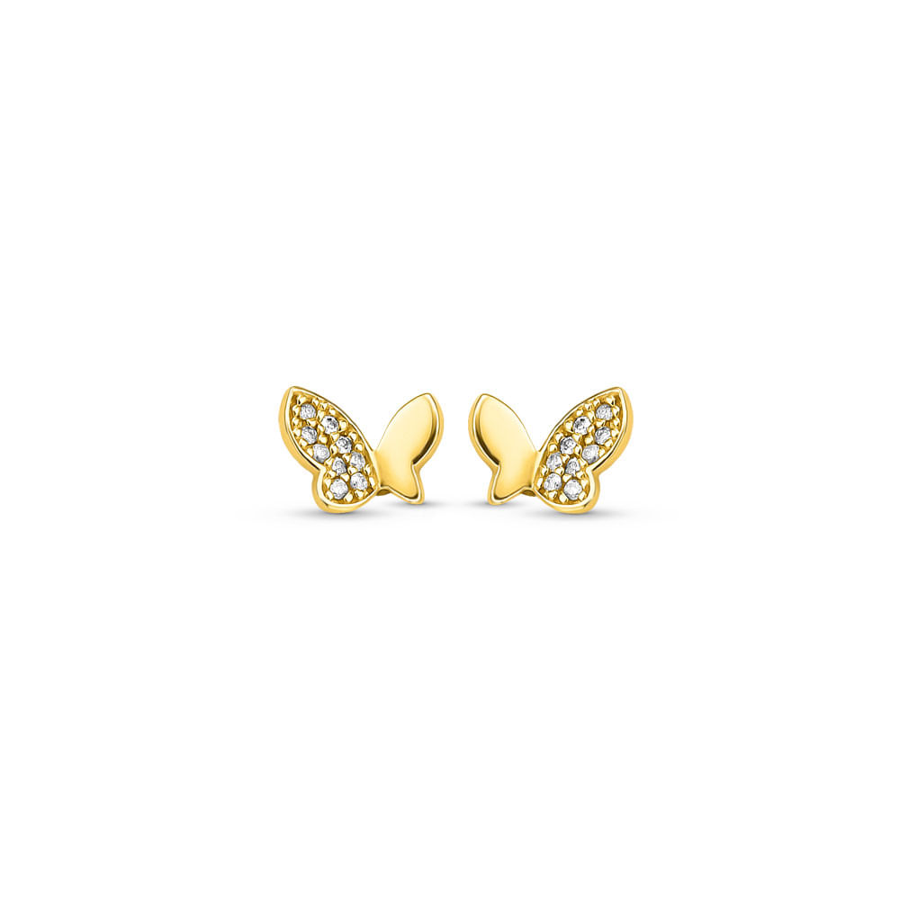 Brinco Baby Borboleta em Ouro Amarelo 18k com Diamantes
