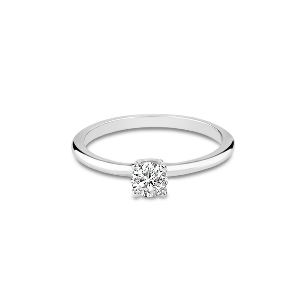 Anel Solitário Life em Prata 925 com Pedra Incolor 4,25mm