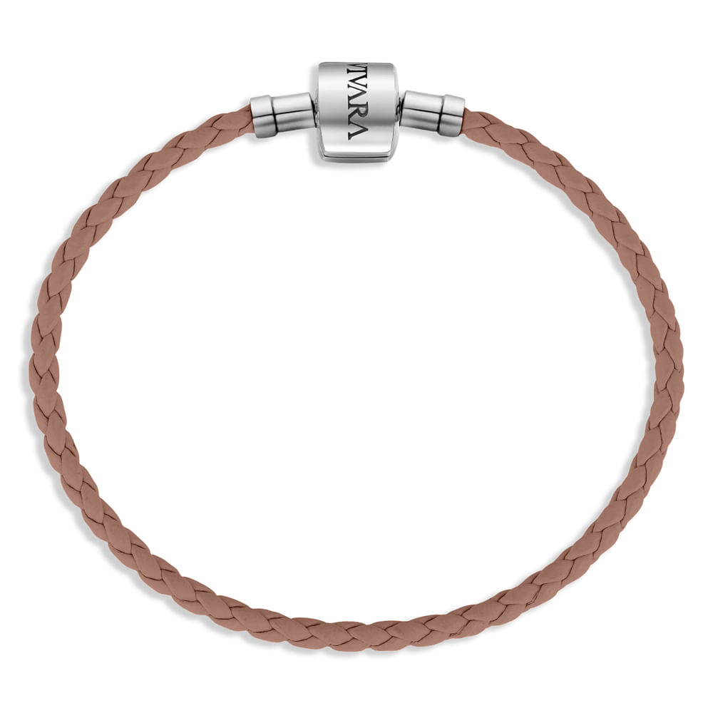 Pulseira Life em Couro Marrom com Prata 925