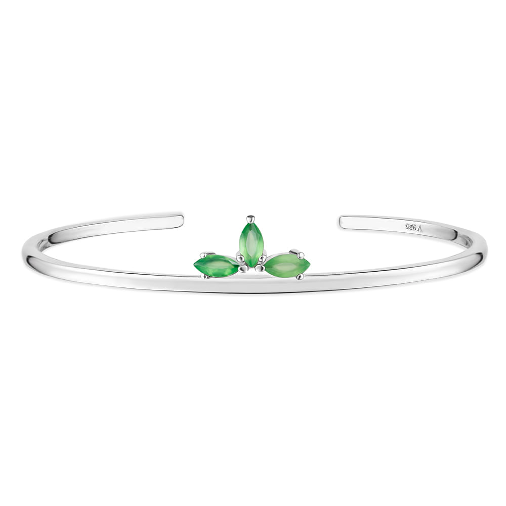 Bracelete Life Nature em Prata 925 com Calcedônia Verde