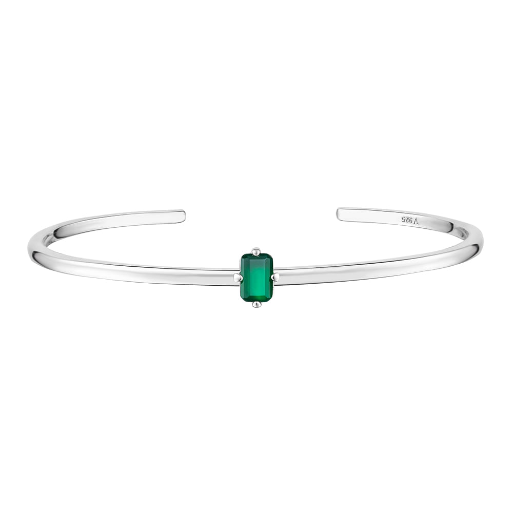 Bracelete Life Nature em Prata 925 com Ágata Verde