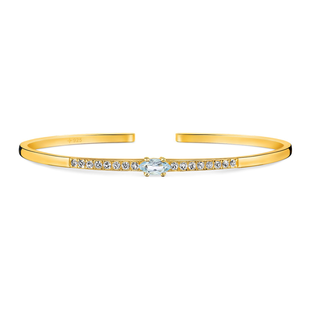 Bracelete Life Nature II com Banho de Ouro Amarelo 18k, Topázio Sky e Topázios Incolores
