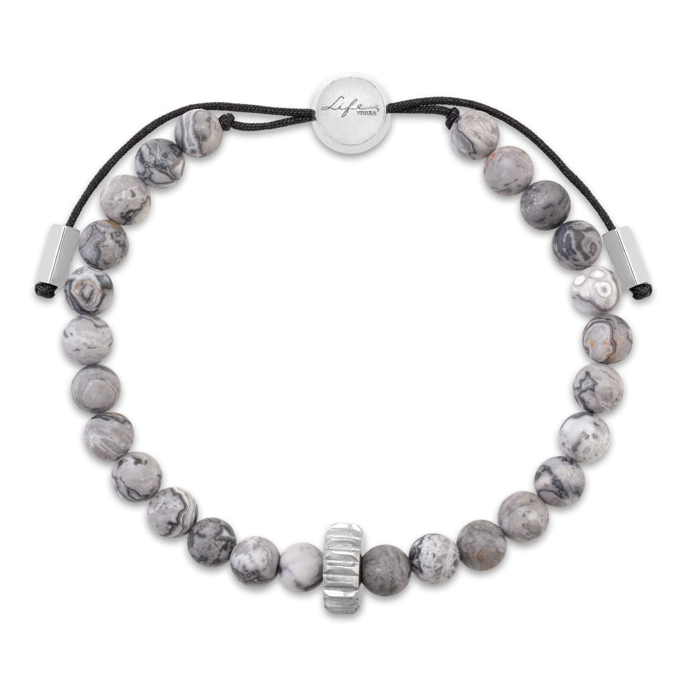 Pulseira Life em Aço com Jaspe