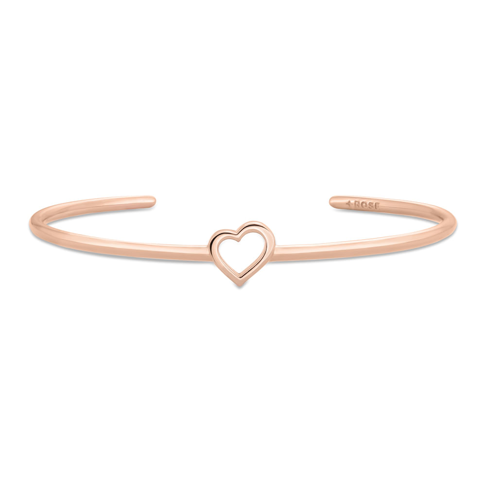 Bracelete Life Love II Coração em Liga Rosé com Banho de Ouro Rosé 18k