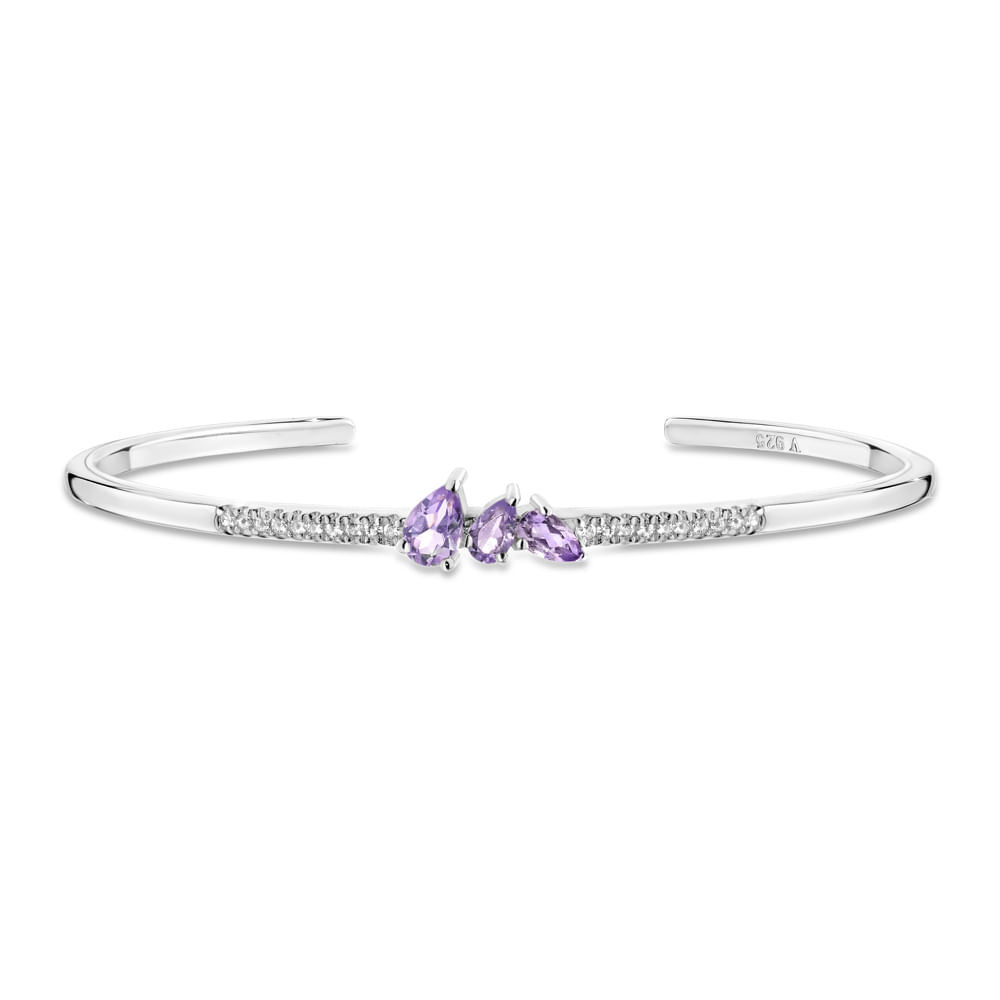 Bracelete Life Provence em Prata 925 com Ametista Roxa e Topázios Incolores
