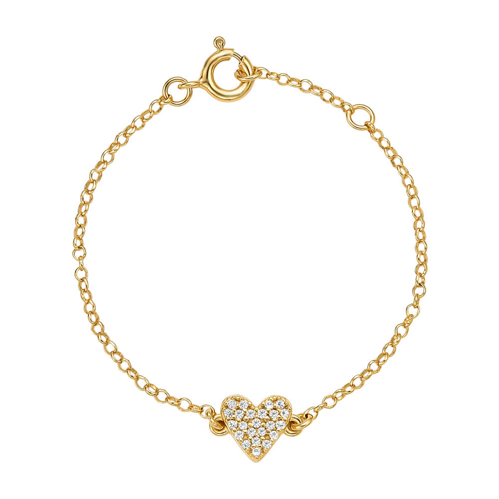 Pulseira Life Mini Me Coração em Prata 925 com Banho de Ouro Amarelo 18k