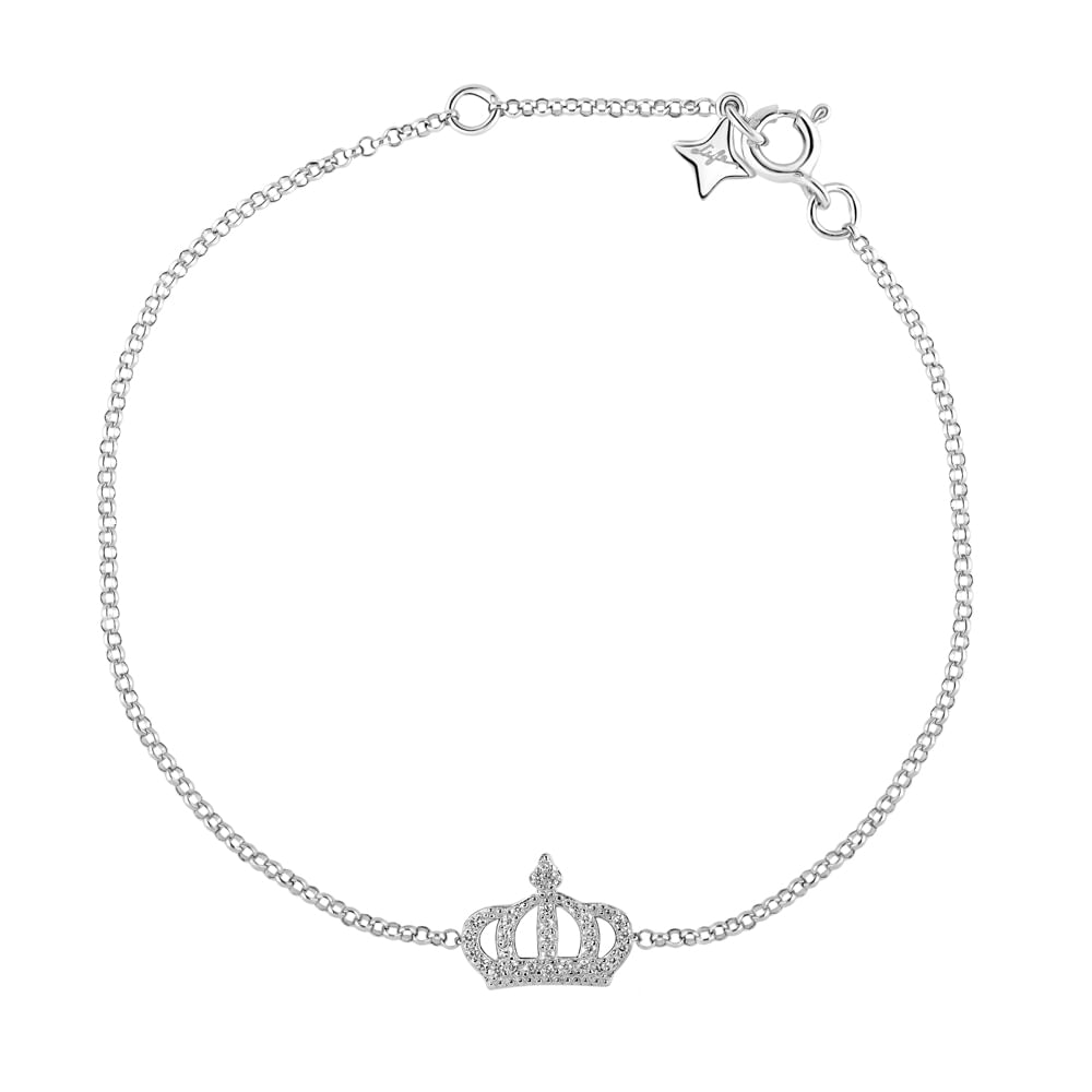 Pulseira Life Forever Coroa em Prata 925 com Pedras Incolores