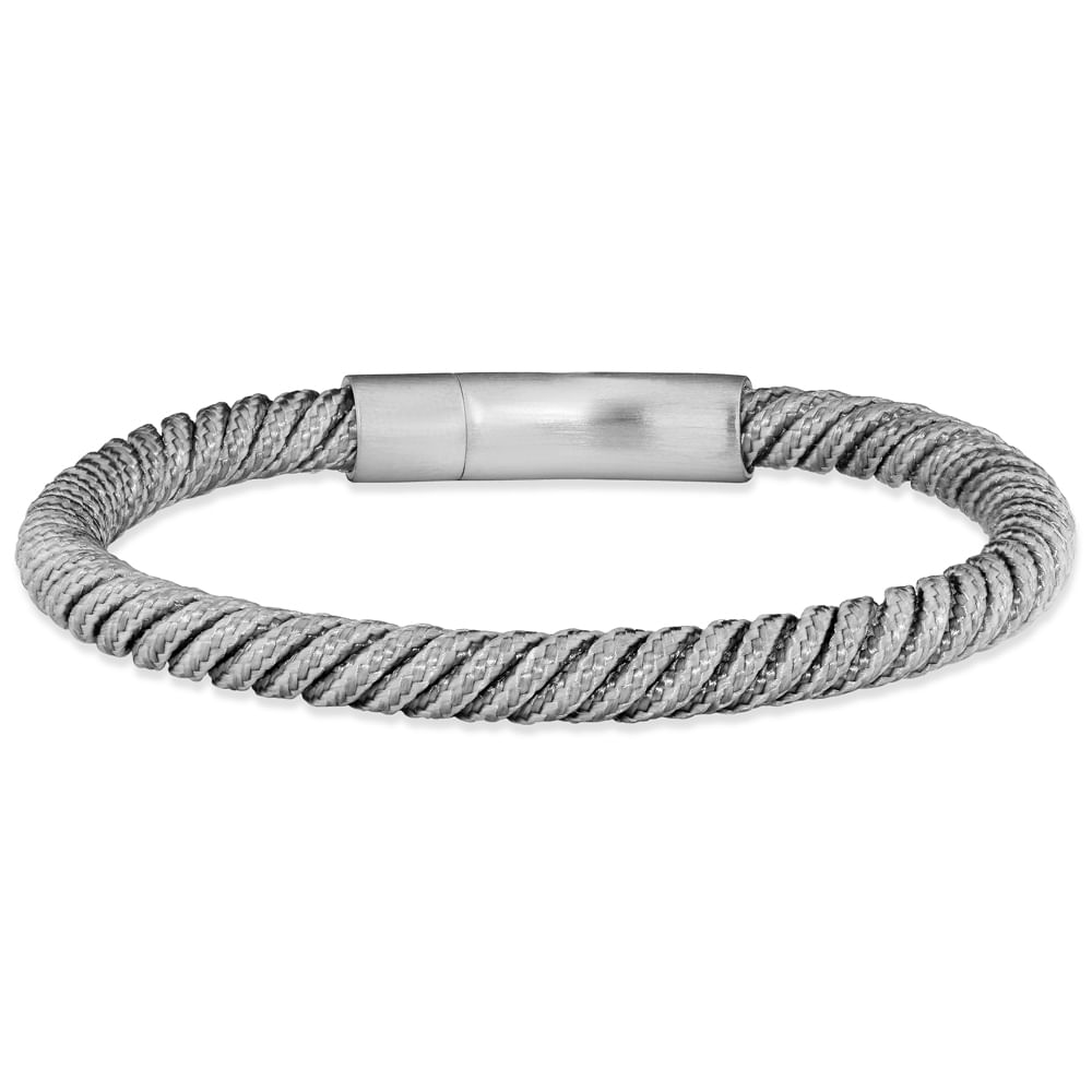 Pulseira Life com Corda Cinza em Aço