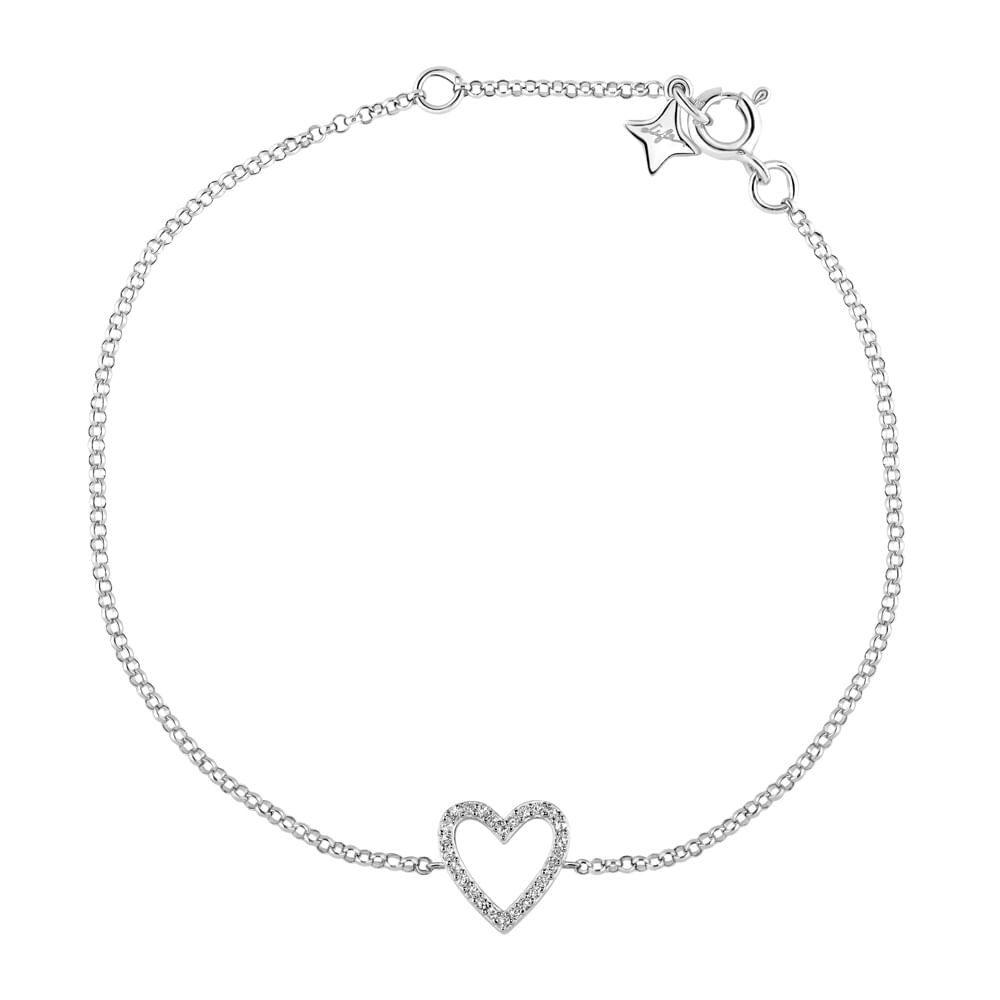 Pulseira Life Forever Coração em Prata 925 com Pedras Incolores