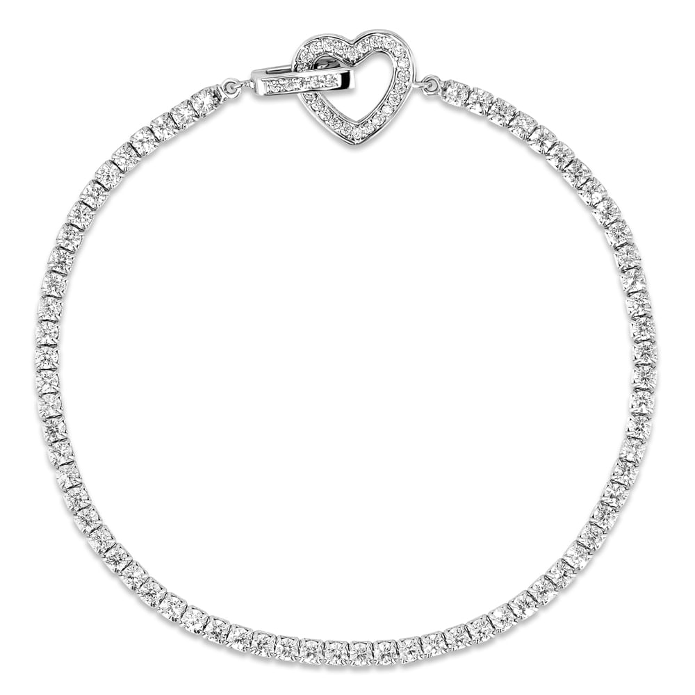 Pulseira Life Riviera Coração em Prata 925 com Pedras Incolores