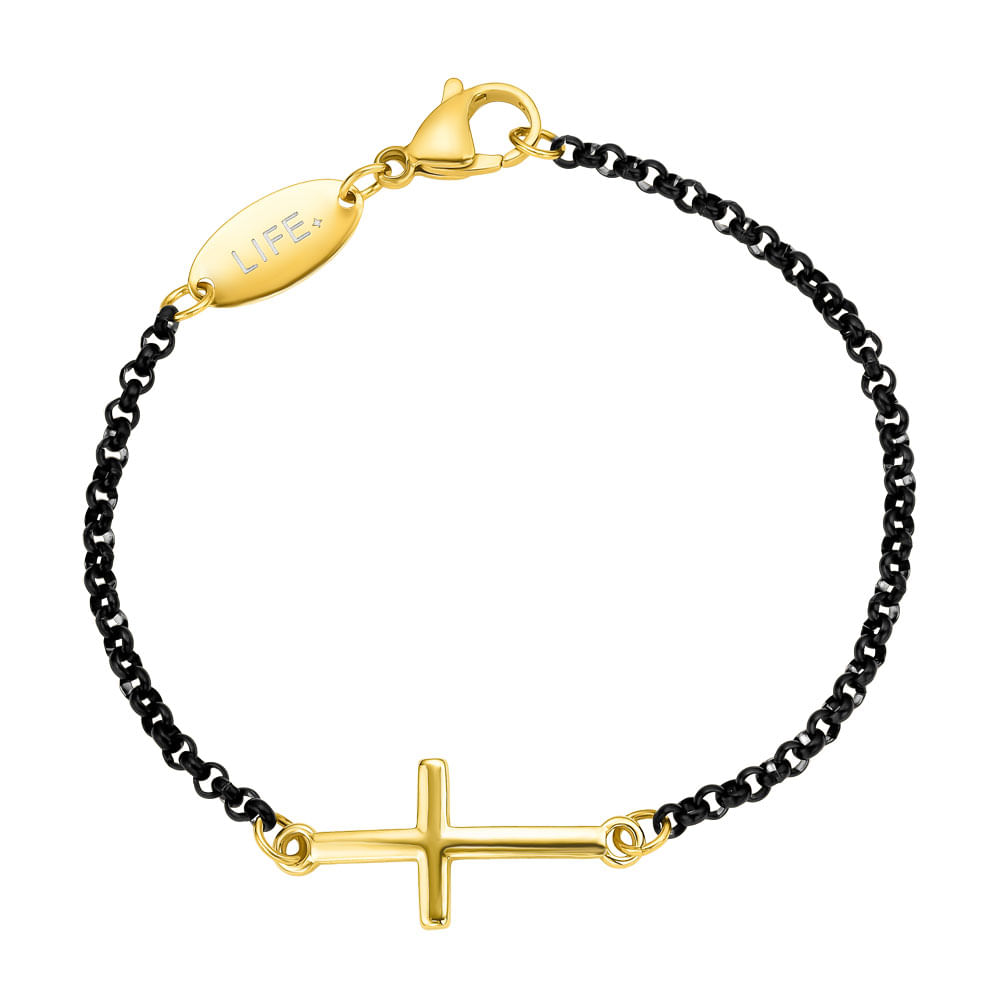 Pulseira Life Cruz em Aço
