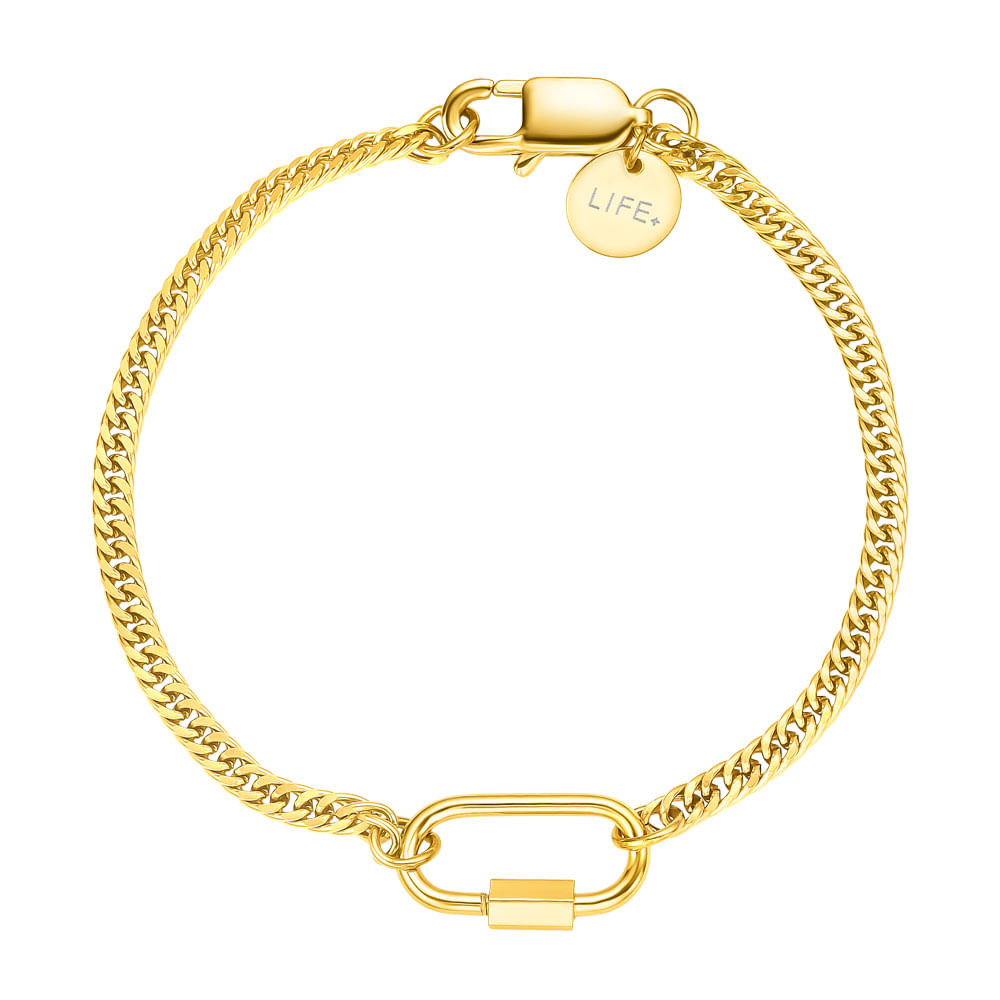 Pulseira Life em Aço Dourado