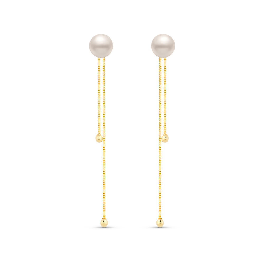 Brinco Gold em Ouro Amarelo 18k com Pérola