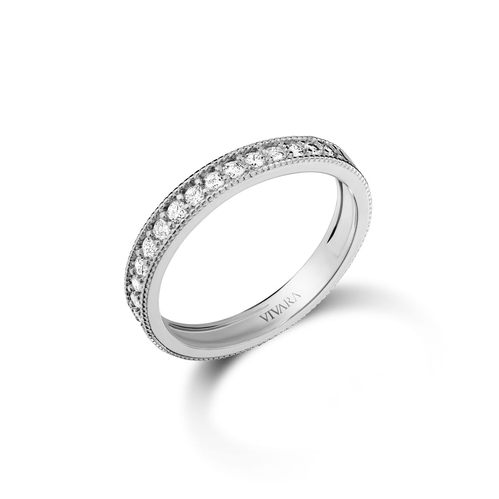 Meia Aliança Jazz em Ouro Branco 18k com Diamantes