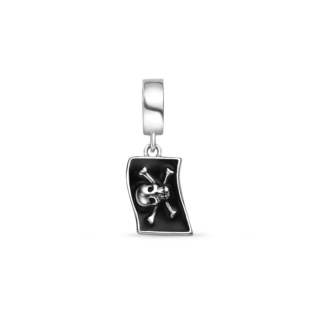 Pingente Life Disney Bandeira Pirata Capitão Gancho em Prata 925 com Esmalte