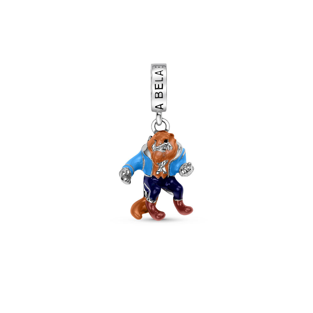 Pingente Life Disney Fera em Prata 925 com Esmalte