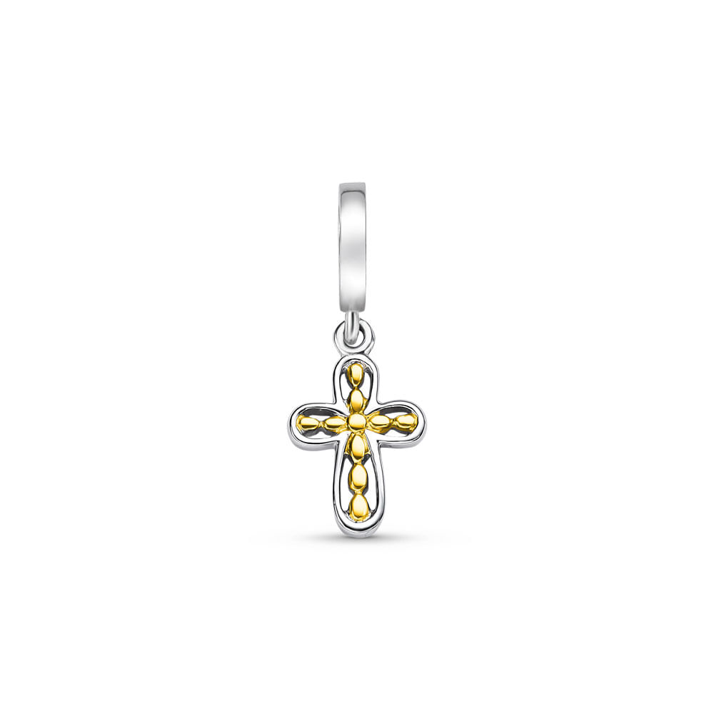 Pingente Life Glossy Crucifixo em Prata 925 com Banho de Ouro Amarelo 18k