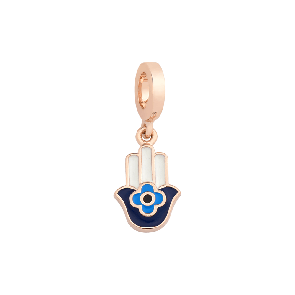 Pingente Life Origens Hamsá em Liga Rosé com Banho de Ouro Rosé 18k e Esmalte