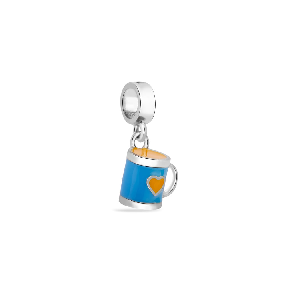 Pingente Life Gourmet Drink Chá em Prata 925 com Esmlate