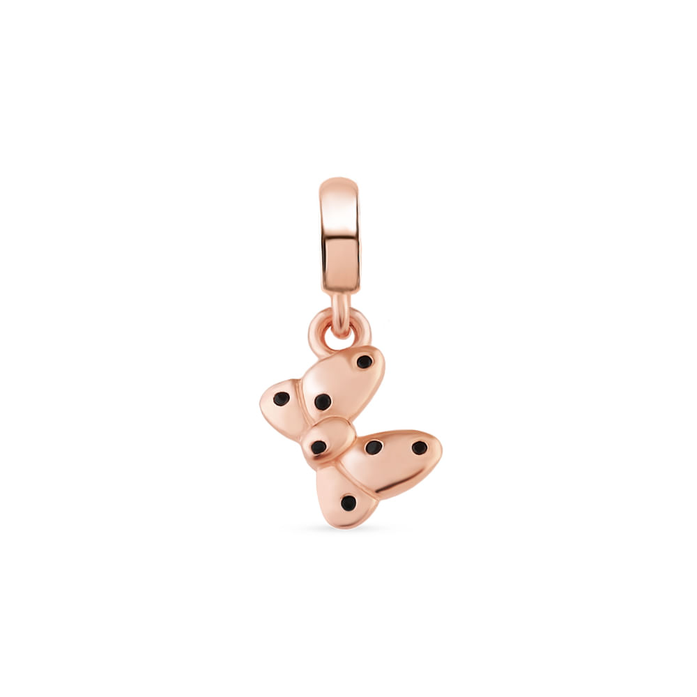 Pingente Life Disney Laço Minnie em Ligá Rosé 18k com Pedras Pretas