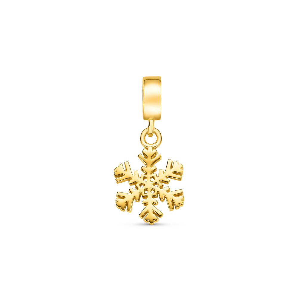 Pingente Life Teen Floco de Neve em Prata 925 com Banho de Ouro Amarelo 18k