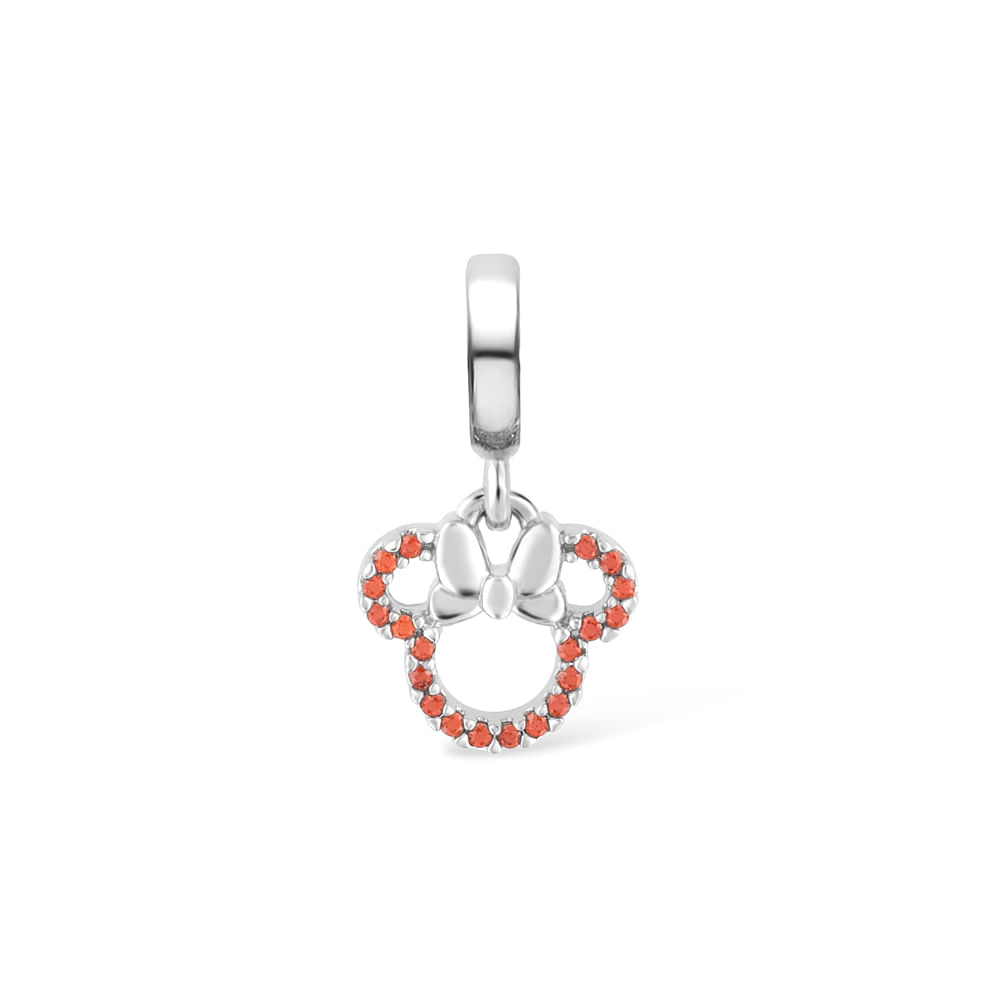 Pingente Life Disney Minnie em Prata 925 com Pedras Vermelhas