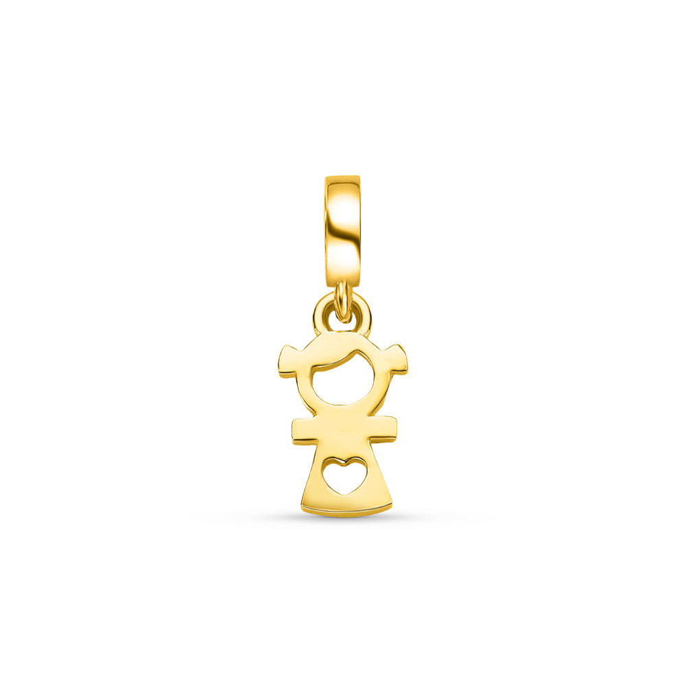 Pingente Life Menina em Prata 925 com Banho de Ouro Amarelo 18k