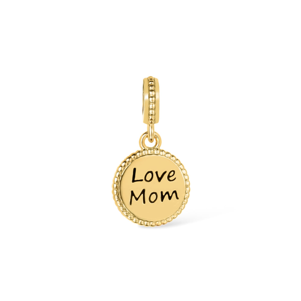 Pingente Life Love Mom em Prata 925 com Banho de Ouro Amarelo 18k