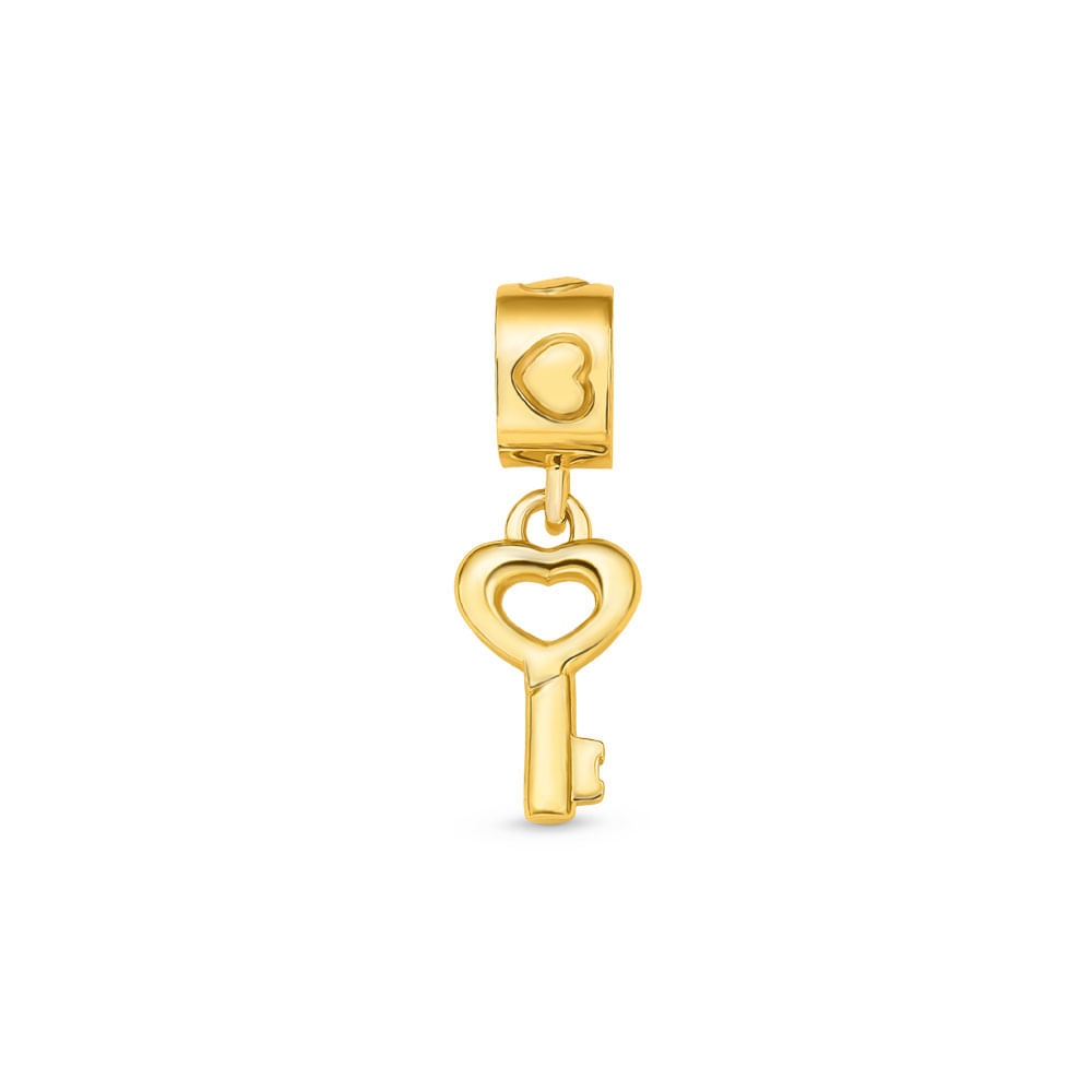 Pingente Life Amor Chave Coração em Prata 925 com Banho de Ouro Amarelo 18k