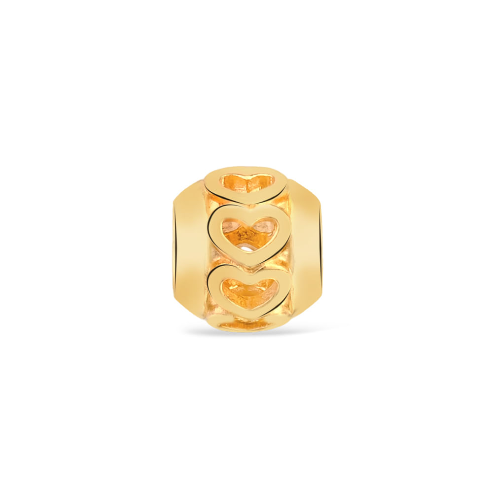 Separador Life Amor Corações em Prata 925 com Banho de Ouro Amarelo 18k