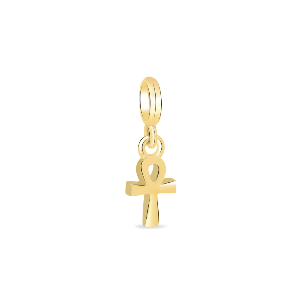 Pingente Life Religioso Cruz Ansata em Prata 925 com Banho de Ouro Amarelo 18k