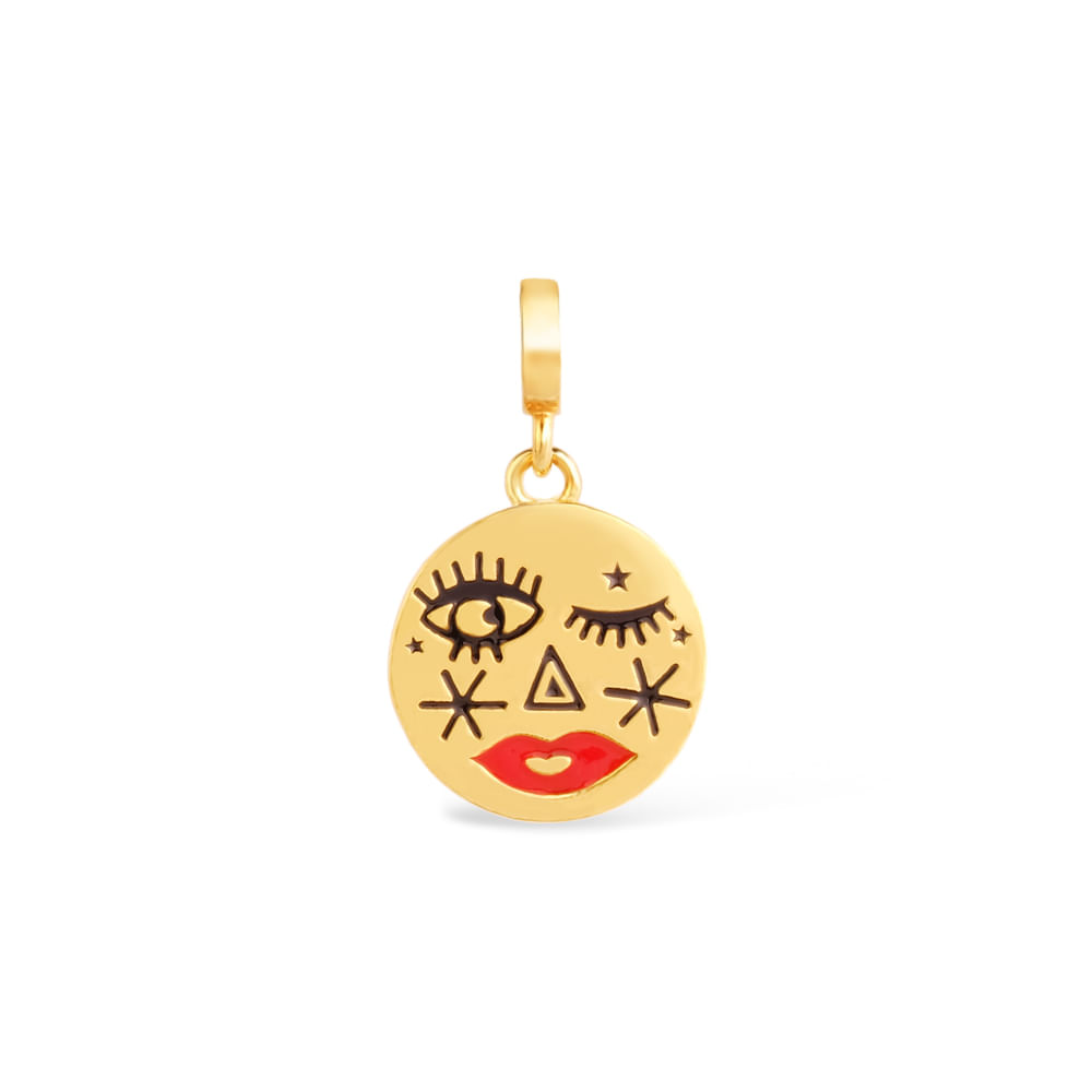 Pingente Life Funtastic Lua em Prata 925 com Banho de Ouro Amarelo 18k e Esmalte
