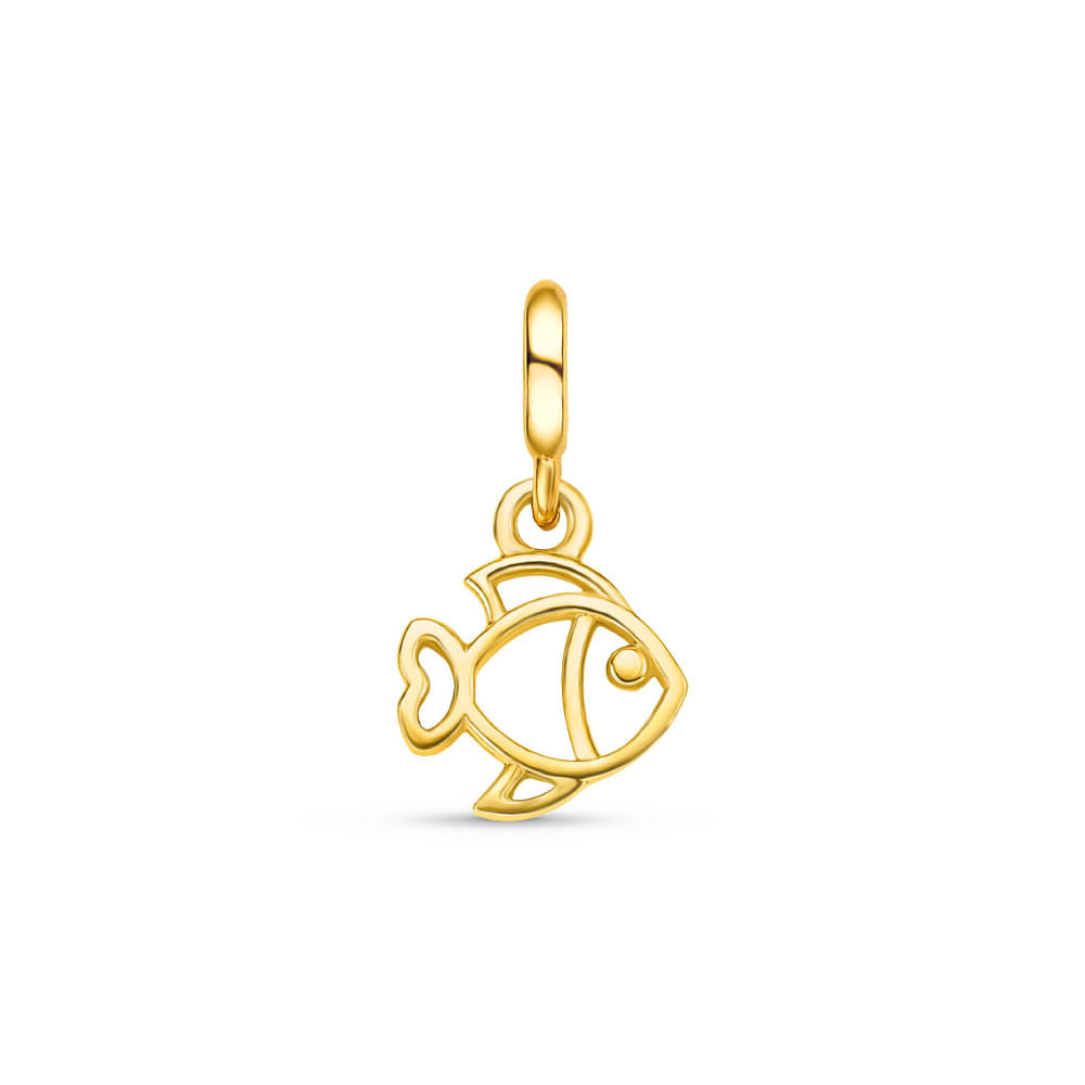 Pingente Life Animal Peixe em Prata 925 com Banho de Ouro Amarelo 18k