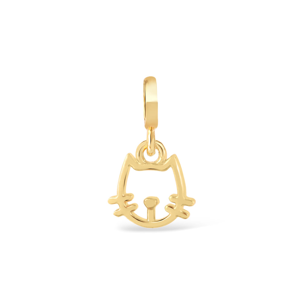 Pingente Life Animal Gato em Prata 925 com Banho de Ouro Amarelo 18k