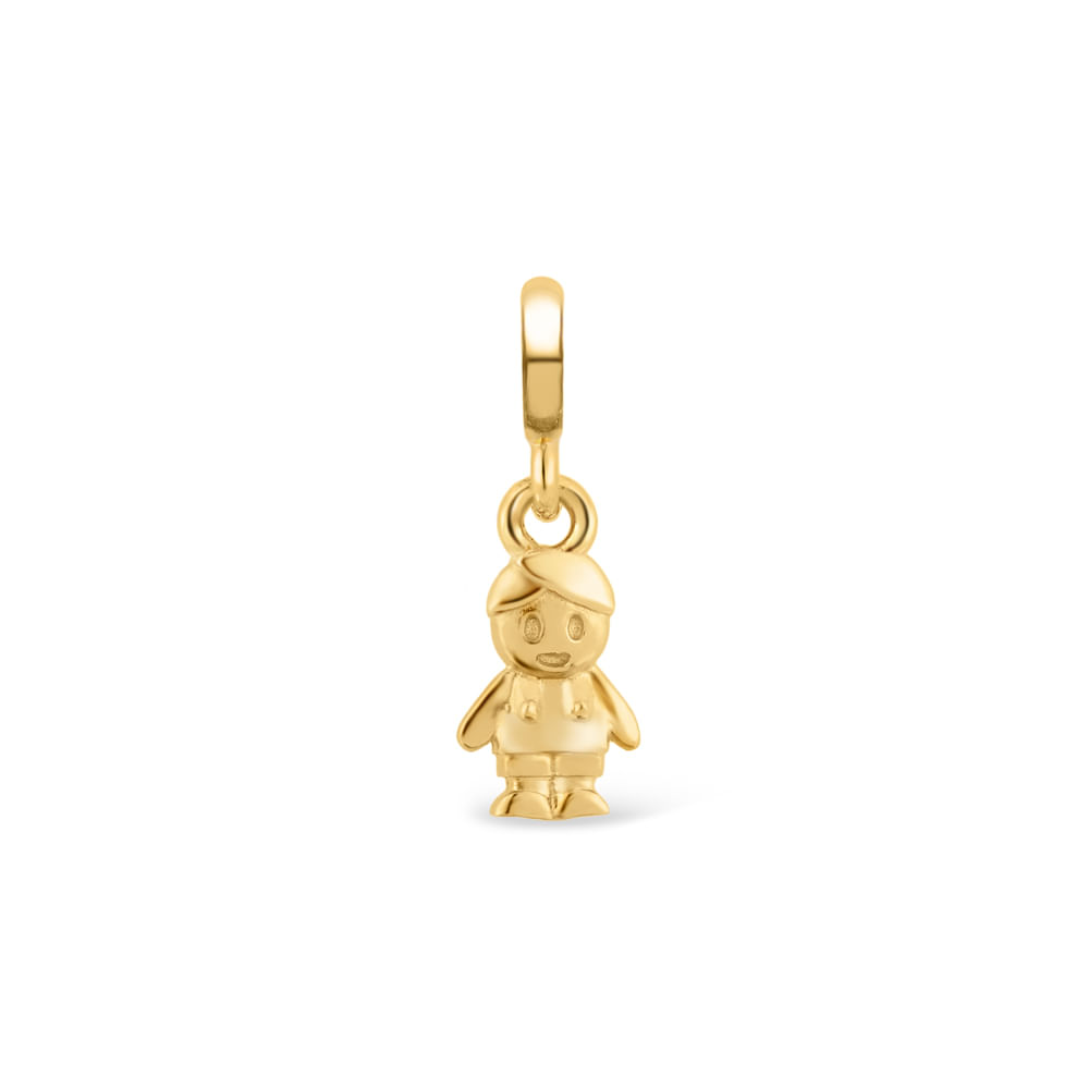Pingente Life Menino em Prata 925 com Banho de Ouro Amarelo 18k