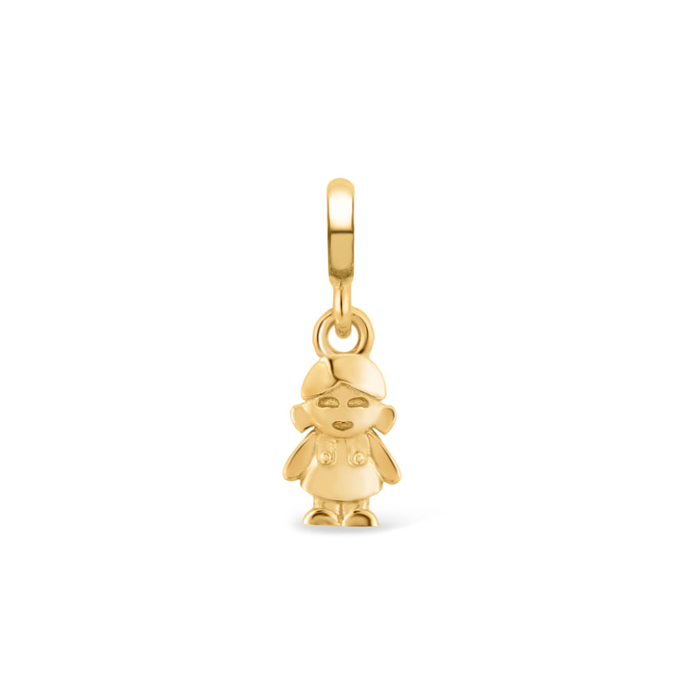 Pingente Life Menina em Prata 925 com Banho de Ouro Amarelo 18k
